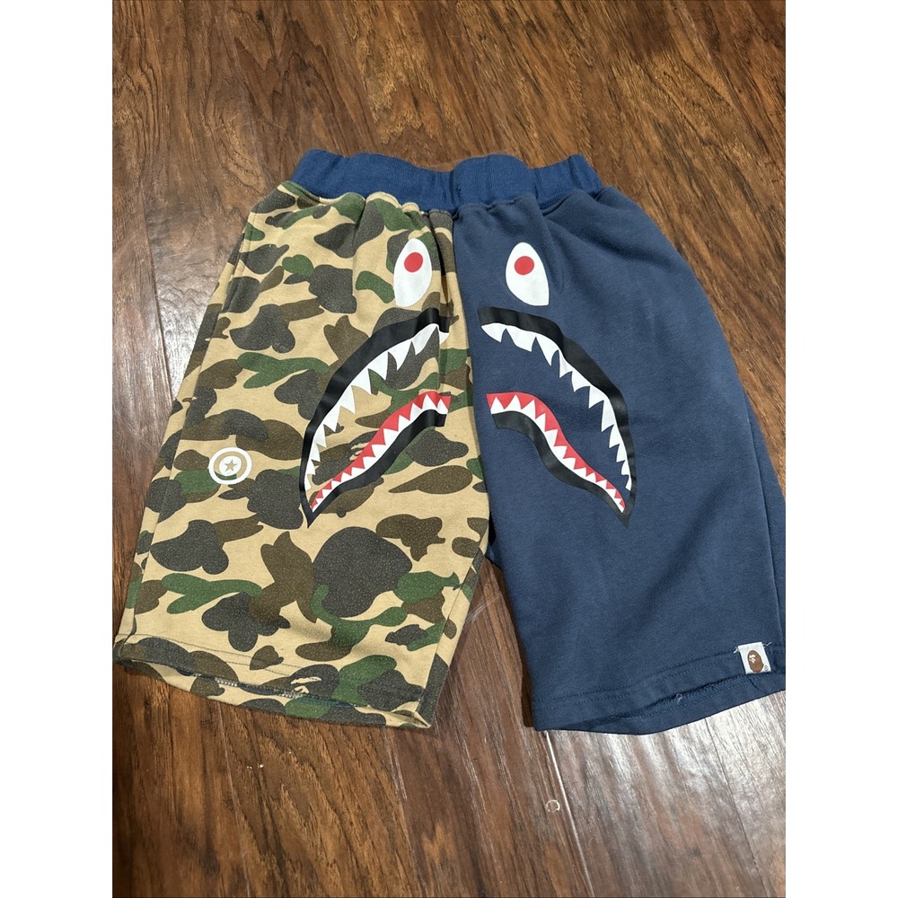 A Bathing Ape BAPE Shorts 1/2 Camo Black Shark  L  w/ Plastic Tag